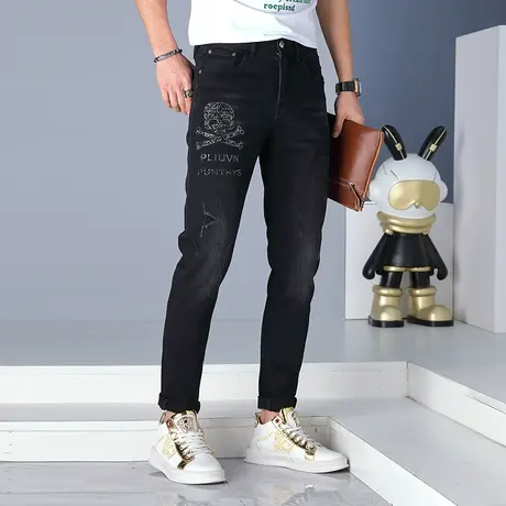 Modi Nick/摩帝尼克水洗宽松休闲高街牛仔裤复古刮烂裤子男士直脚商品大图