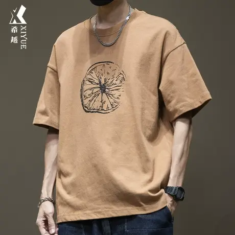 潮牌260斤胖大码短袖男体恤男装2025夏装新款加肥加大男士纯棉t恤图片