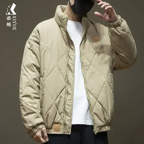 轻薄保暖菱格棉衣外套男士春秋宽松大码户外防风立领夹克男外衣潮商品大图