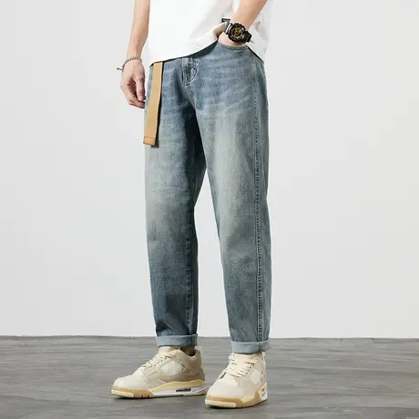 男士美式复古牛仔裤男秋冬新款大码男裤子哈伦裤2023新款休闲长裤商品大图
