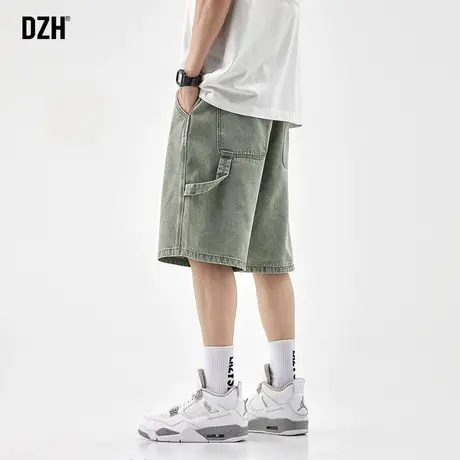 美式工装牛仔短裤男士夏季薄款潮牌潮流宽松直筒五分裤半截裤中裤商品大图