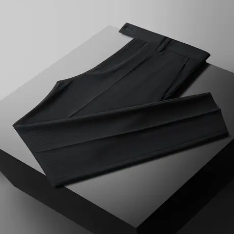 黑色休闲裤男士修身弹力直筒裤商务西裤正装长裤子男春秋夏季新款图片