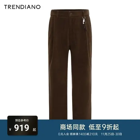TRENDIANO官方绒感肌理休闲裤2023年冬季新款宽松百搭长裤男厚款商品大图
