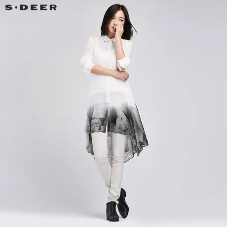 sdeer圣迪奥轻盈阔摆水墨印花上衣S16280572图片