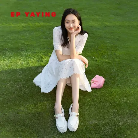 EP雅莹女装 白月光棉柔蕾丝刺绣新中式连衣裙 春夏商场同款4639A图片