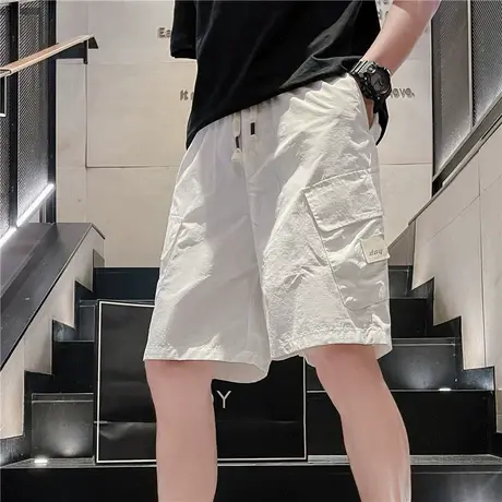 个性潮牌夏季男工装口袋短裤2023新款时尚痞帅直筒男运动五分中裤商品大图