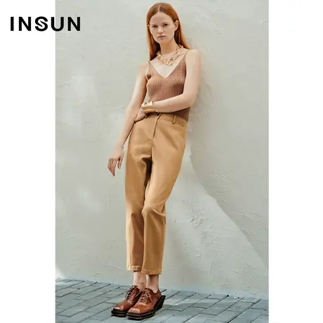 INSUN恩裳春季斜纹弹力棉小脚休闲裤商品大图