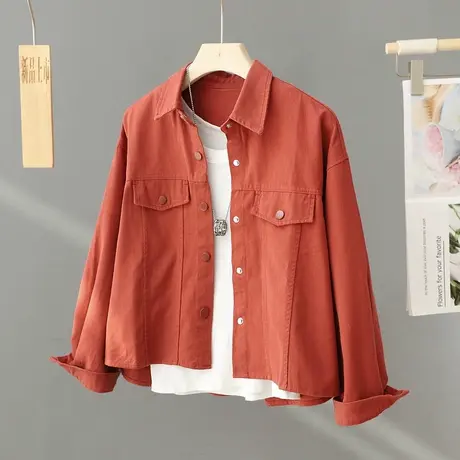 2024年春秋季新款工装夹克上衣外套女短款小个子穿搭宽松衬衫开衫图片