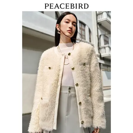 【空姐昕怡专享】太平鸟仿羊羔毛小香风外套女2023感毛毛绒仿皮草图片