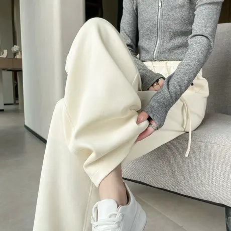 窄版阔腿裤女2024春秋新款高腰显瘦宽松垂感百搭直筒休闲香蕉裤子图片