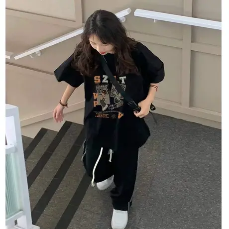 纯棉重磅设计感短袖t恤女夏季小众宽松美式复古港味chic上衣半袖商品大图