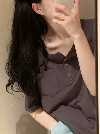 超柔莫代尔加长多扣基础款纯色圆领短袖白色正肩T恤女百搭上衣夏图片