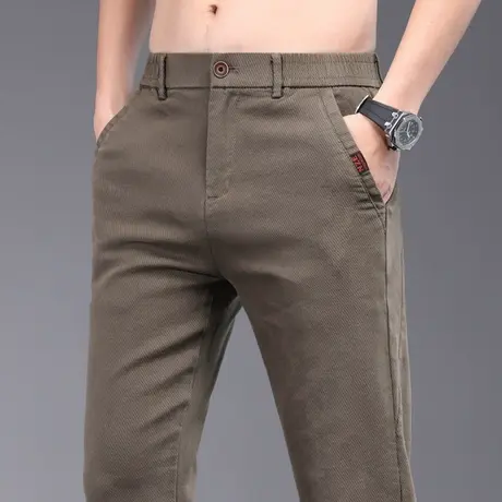 夏季男士弹力修身中年爸爸装商务西裤春秋款男装直筒休闲裤子男款商品大图