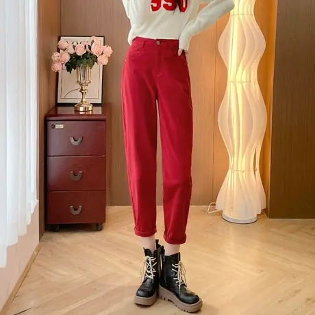 小个子白色哈伦裤子高腰老爹牛仔裤女休闲萝卜裤2024年春秋季新款商品大图