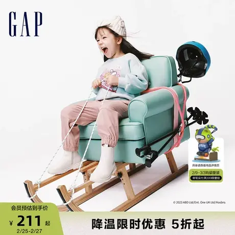 【小猪佩奇联名】Gap女幼童冬季洋气印花抓绒保暖运动卫衣847235商品大图