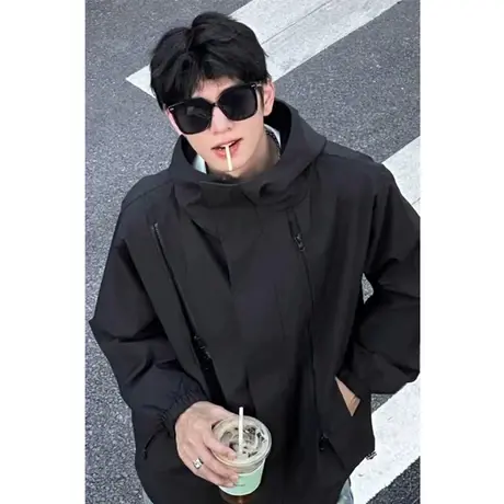 冲锋衣男春秋高级感登山服防水户外潮牌痞帅美式山系机能工装外套商品大图