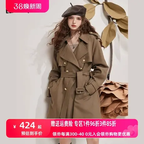 妖精的口袋美拉德风衣外套女2023秋季新款小个子中长款休闲大衣潮图片