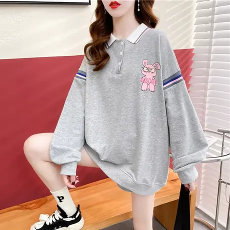 早秋卫衣女春秋季韩版宽松bf慵懒风ins薄款翻领polo衫上衣外套潮商品大图