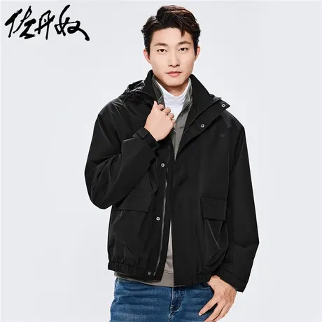 佐丹奴外套男装字母胶章工装口袋连帽夹克外套 01072073商品大图