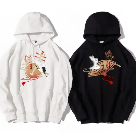 秀洛清风明月情侣装秋季连帽套头情侣卫衣春秋款美式复古国潮衣服商品大图