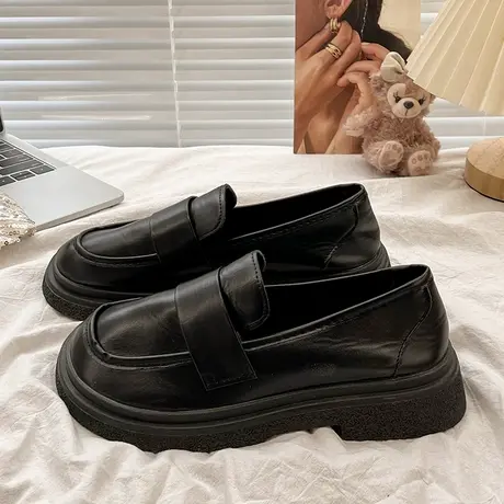 一脚蹬圆头复古法式小皮鞋女英伦风2023年新款春夏懒人乐福单鞋子商品大图