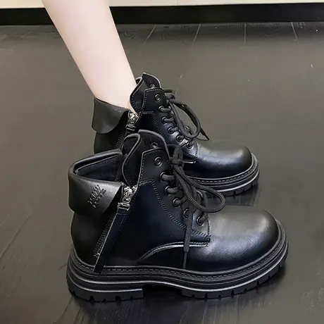 马丁靴女2023秋季新款女鞋百搭英伦风靴子厚底粗跟短靴春秋单靴图片