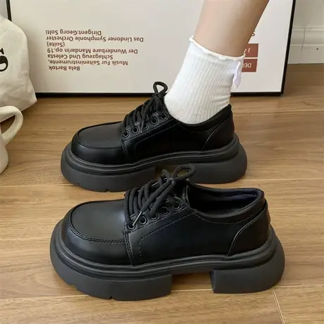 乐福鞋女2023年新款春夏季厚底增高英伦小皮鞋jk复古防滑粗跟单鞋商品大图