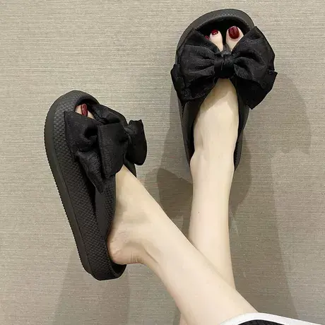 蝴蝶结人字拖鞋女夏季网红外穿时尚ins潮厚底防滑沙滩夹脚凉拖鞋商品大图
