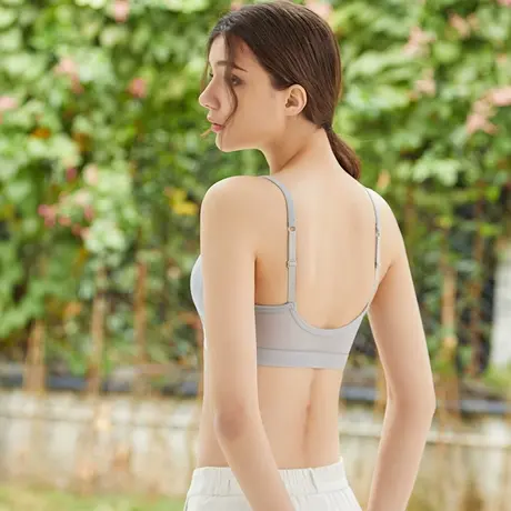 吊带背心一体文胸无钢圈内衣少女聚拢小胸上托运动防震收副乳胸罩图片