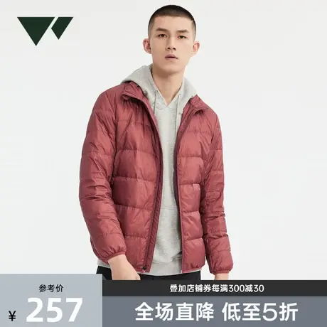 七匹狼短装立领轻薄羽绒服男2024年春季新款红色本命年婚宴外套男商品大图