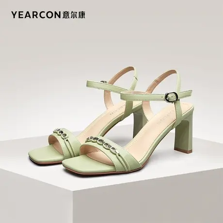 意尔康女鞋官方旗舰店凉鞋女夏季气质时尚方头细高跟一字带断码图片