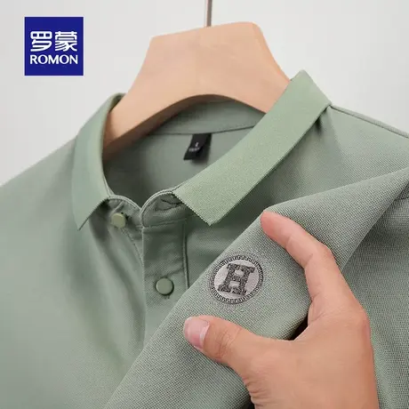罗蒙男士冰丝短袖Polo衫夏季薄款珠地网眼带翻领男装T恤商务衣服商品大图
