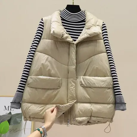 2023年新款反季羽绒棉服女背心立领轻薄款时尚马甲百搭羽绒棉外套图片