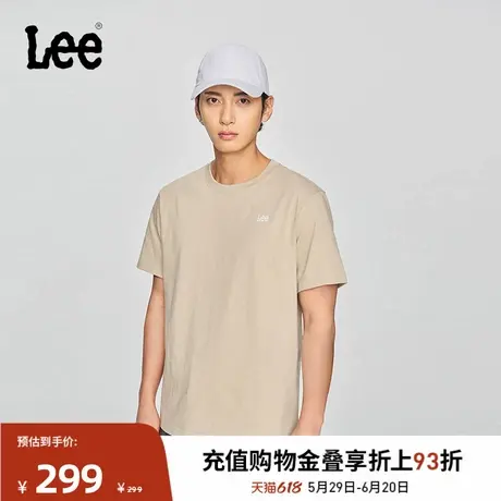 Lee商场同款25春夏新品舒适版圆领小刺绣Logo设计男短袖T恤休闲商品大图