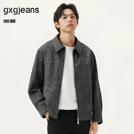 gxg.jeans男装  咖色满印潮流宽松翻领夹克外套男士 25年春新品图片