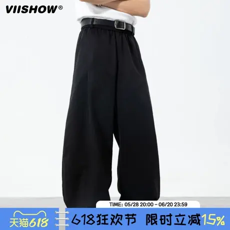 VIISHOW宽松日系弹力微收脚阔腿休闲裤男夏季弯刀裤质感潮牌运动商品大图