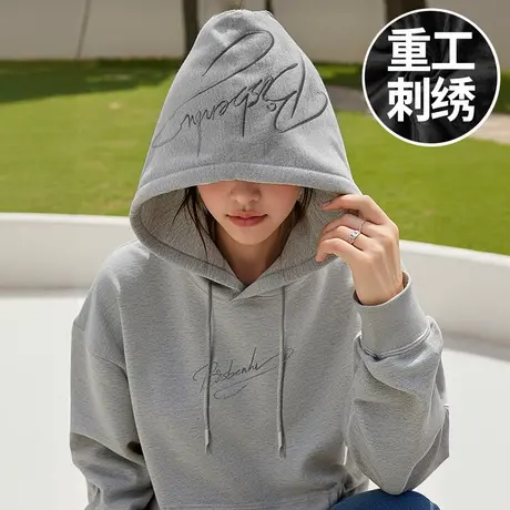 刺绣卫衣男士大码男装加肥加大码国潮牌重磅连帽衫胖子外套秋冬季商品大图