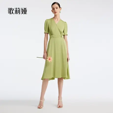 歌莉娅纯色真丝连衣裙女夏装22姆米桑蚕丝优雅显瘦裙子1B4L4K320商品大图