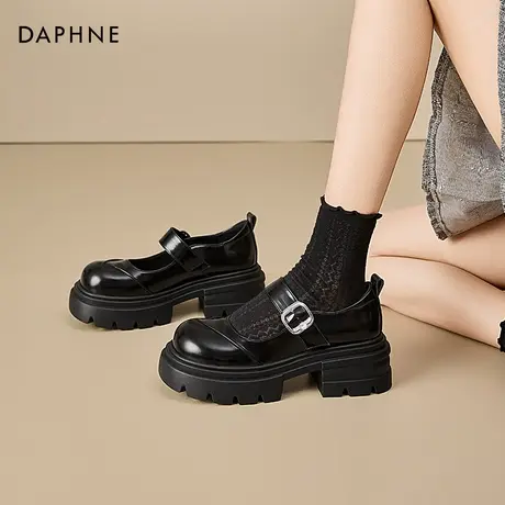 Daphne/达芙妮复古乐福鞋女厚底增高夏女新款百搭休闲小皮鞋单鞋图片