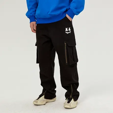 ！ER笑脸美式潮牌工装裤子男春秋季宽松筒休闲长裤痞帅高街机能裤图片