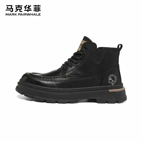 马克华菲马丁靴男款春秋英伦风高帮工装皮靴男士短靴复古沙漠靴子商品大图