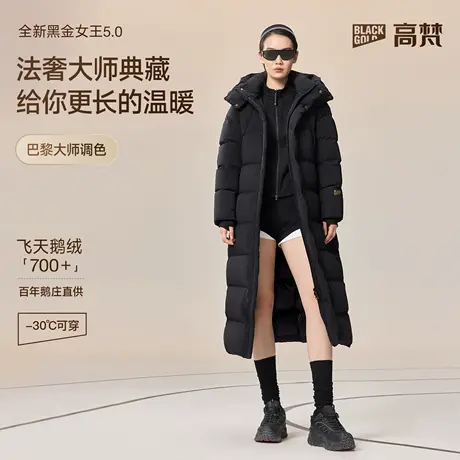 【高梵黑金鹅绒服】女王5.0九格羽绒服秋冬新款2025年长款外套商品大图