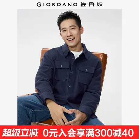 佐丹奴摇粒绒外套男秋冬新款工装口袋宽松休闲翻领夹克男13075785商品大图