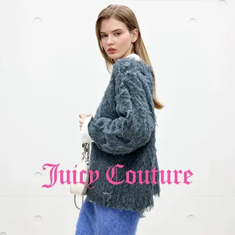 Juicy Couture橘滋针织衫女2025年秋季新款毛绒感慵懒V领宽松毛衣商品大图