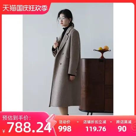 嘉茱莉2023秋冬新款赫本风大衣女中长款宽松毛呢大衣1OO羊毛外套商品大图