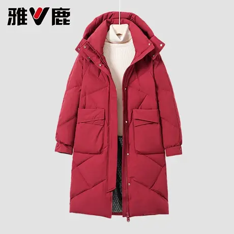 雅鹿官方新款冬季加绒加厚黑色女士防寒保暖宽松休闲正品羽绒服图片