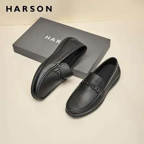 哈森男鞋秋季新款真皮乐福鞋一脚蹬商务休闲皮鞋男士软底爸爸鞋子图片