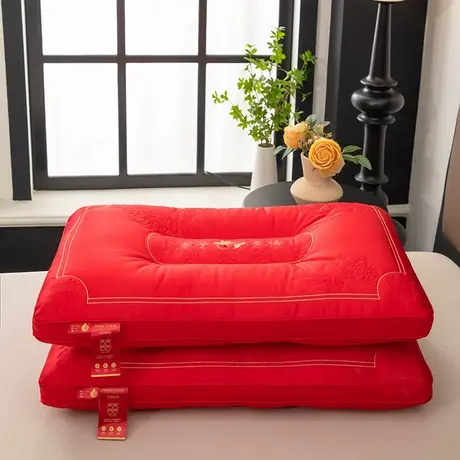 恒源祥多子多福婚庆枕芯结婚枕头大红色喜庆透气家用新婚枕头一对商品大图