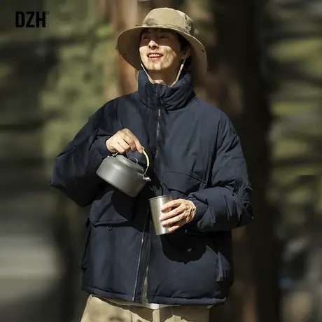 男士山系藏青色棉服男款冬季设计感立领棉衣外套露营穿搭工装棉袄商品大图