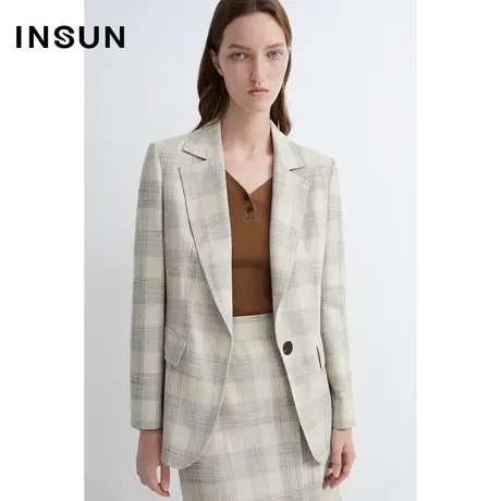 恩裳商场同款羊毛H型简约上衣挺括干练职业西装女装商品大图